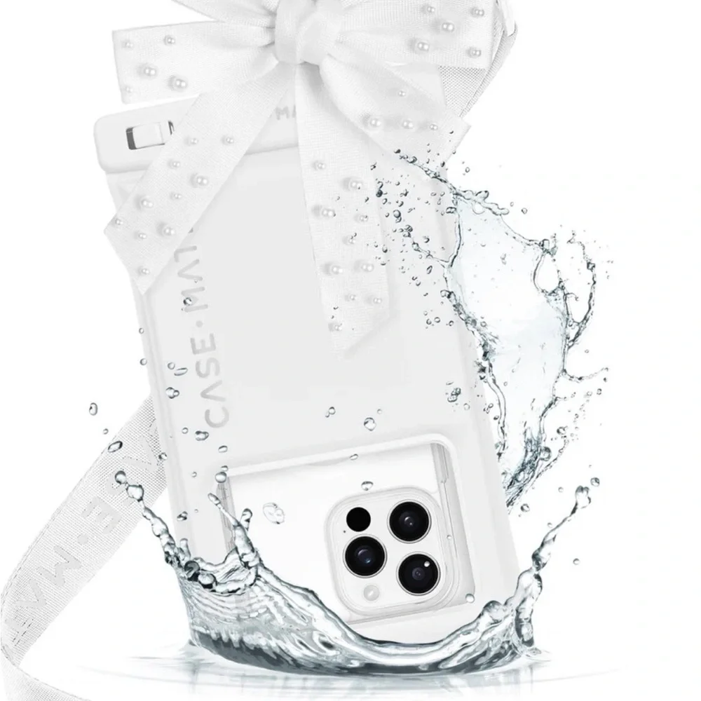 case-mate White Waterproof Phone Case with Pearl Bow Accent